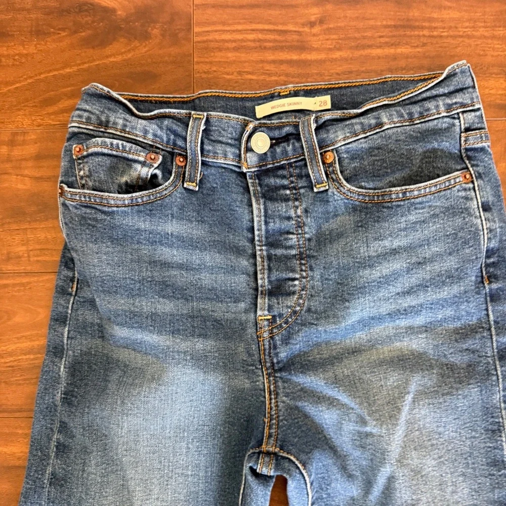 Levis Wedgie Skinny Jeans‎ Womens W28 Blue High Rise Button Fly Denim Classic